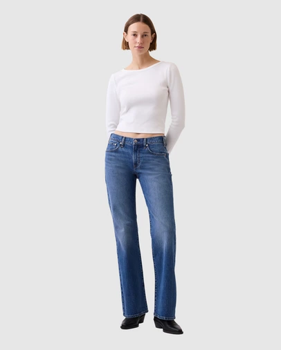 GAP - Med Varsity Mid Rise Relaxed Flare Jeans