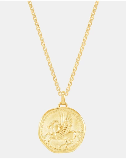 Dower & Hall - Men's 'Overcome and Thrive' Pegasus Talisman Necklace In Gold Vermeil