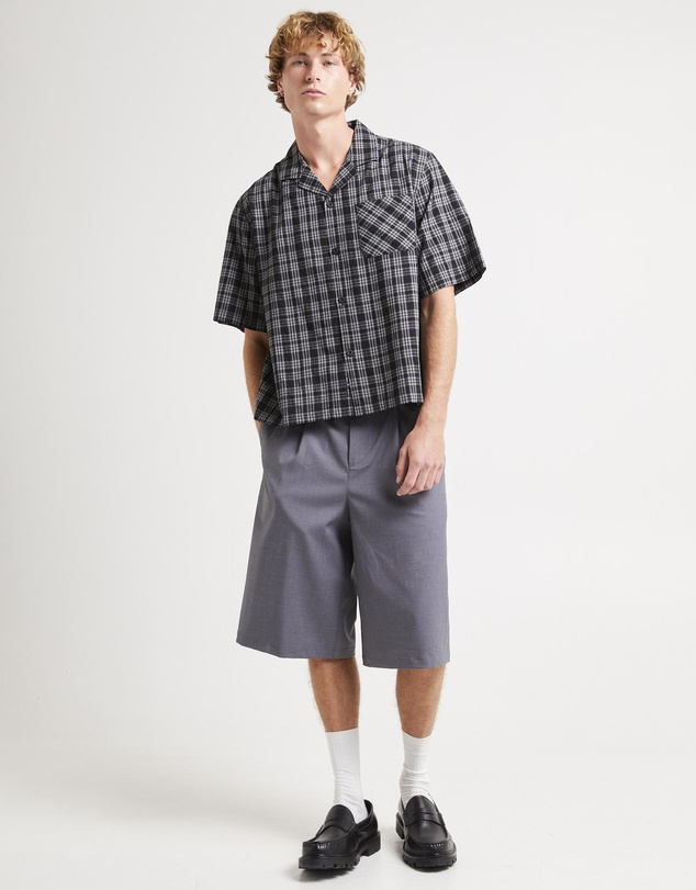 Black Noise White Rain - Archibald Cropped Resort Shirt