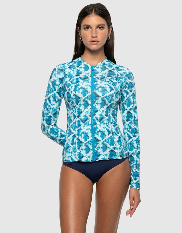 Nip Tuck Swim - Celestial Waters Yolanda Longsleeve Full Zip Sun Top