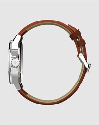 TIMEX - Essex Day & Date 46mm Leather Strap Watch