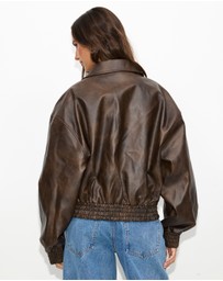 Dazie - Alaia Leather Look Bomber Jacket