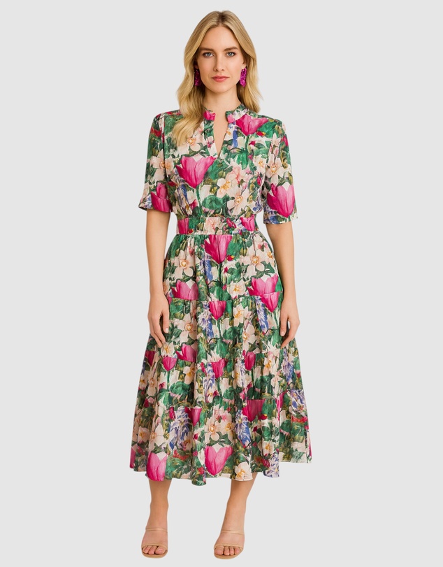 Honey and Beau - Elastic Waistband Midi Dress