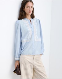 M.N.G - Embroidered Blouse with Scalloped Details