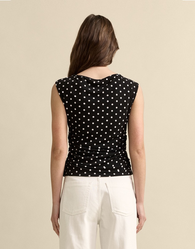 MVN - Rouched Side Polka Dot Top