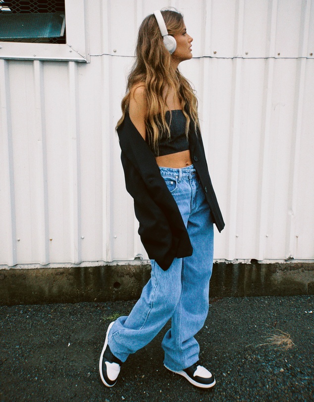 Beginning Boutique - Kansis Blue Uneven Waist Jeans