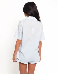 Petal & Pup - Aaliyah Cotton Tie Front Top - Pale Blue