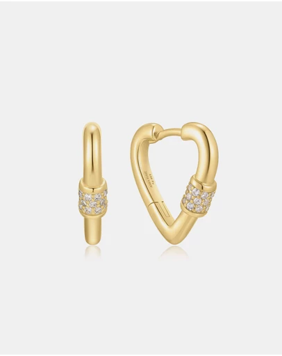 Ania Haie - Gold Heart Clasp Huggie Earrings