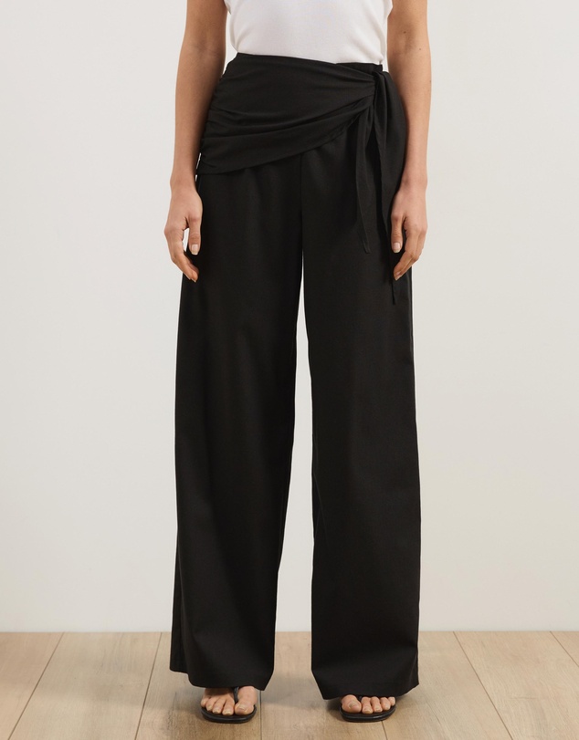 Atmos&Here - Sabrina Linen Blend Wrap Belt Pants
