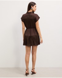 The Fated - Bryne Mini Satin Shirt Dress
