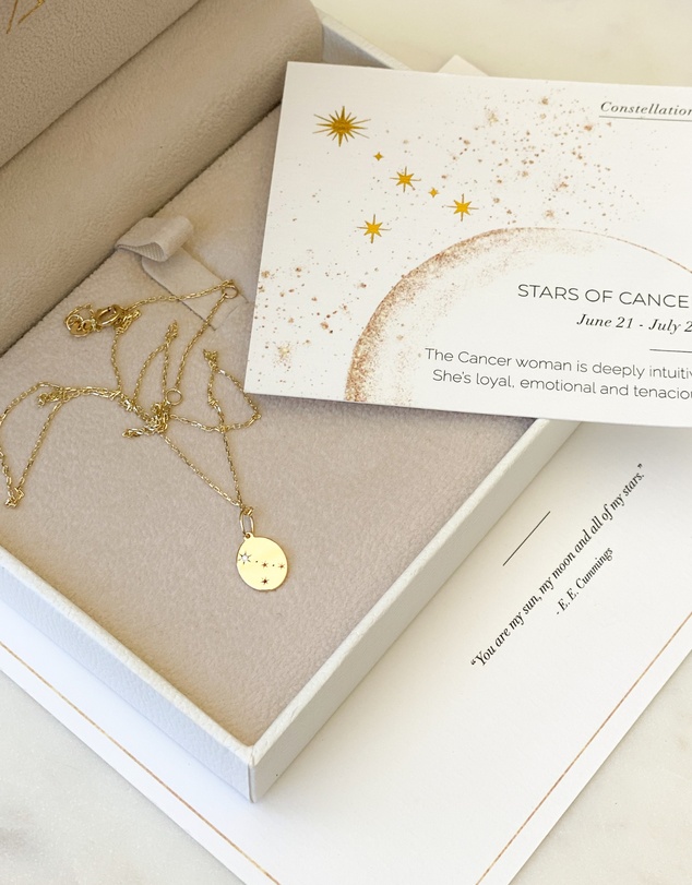 Luna Rae - Solid Gold - Stars of Cancer Diamond Necklace