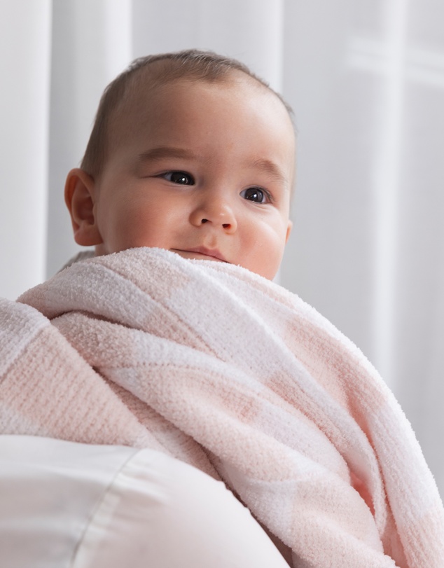 Living Textiles - Chenille Blanket - Checkered Pink