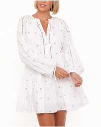 Petal & Pup - Hart Long Sleeve Mini Dress - White Floral