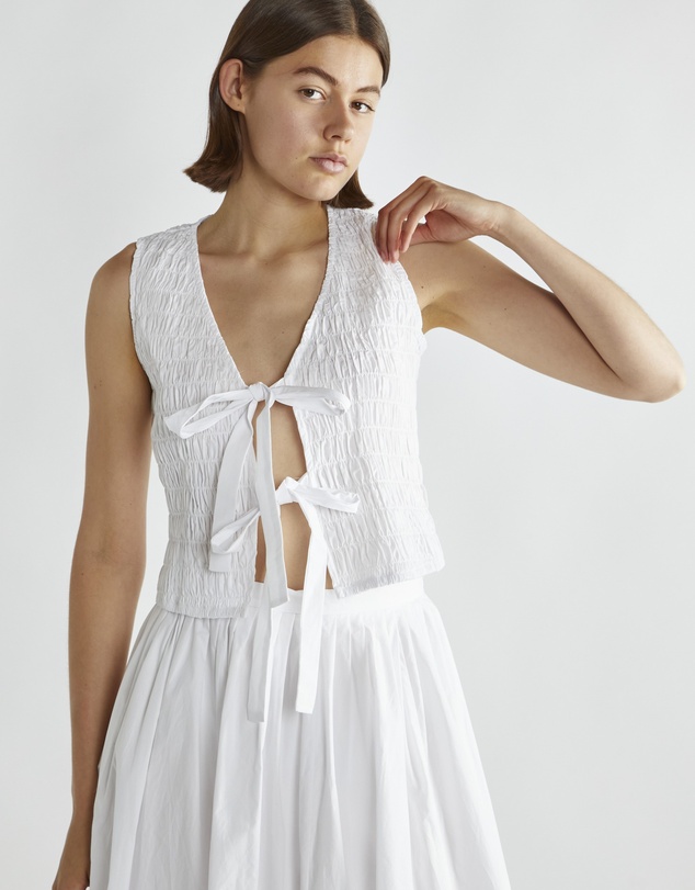 Glamorous - Smocked tie front vest top
