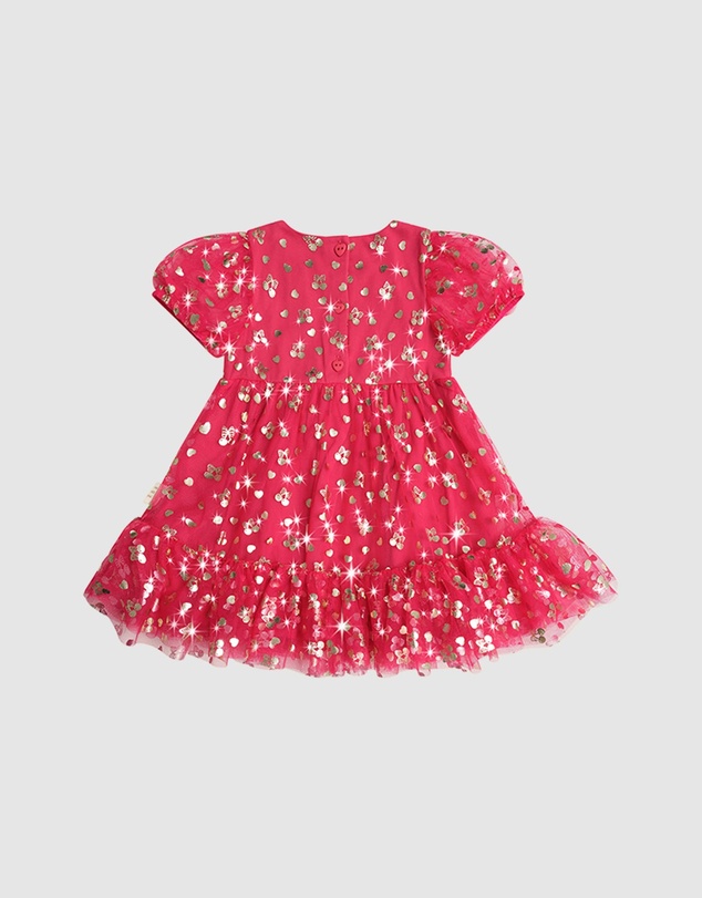 Huxbaby - Golden Cherries Puff Sleeve Tulle Dress - Babies