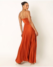Petal & Pup - Naira Pleated Maxi Dress - Sunset Orange