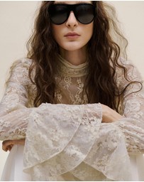 M.N.G - Ruffled Embroidered Blouse