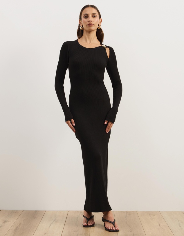 Atmos&Here - Liv Long Sleeve Rib Knit Midi Dress