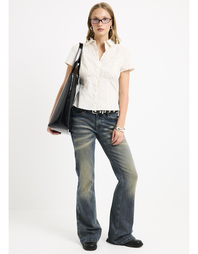 Insight - Zahra Short Sleeeve Bias Stripe Shirt