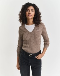 Gant - Stretch Cotton Cable V-Neck Knit