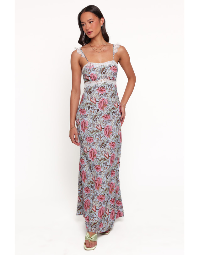 Petal & Pup - Akira Lace Trim Midi Dress - Blue Tapestry Floral