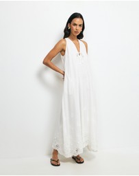 AERE - Delilah Embroidered Cotton Lace Maxi Dress