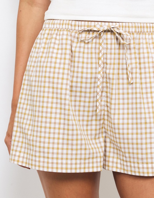 AERE - Laura Check Poplin Shorts