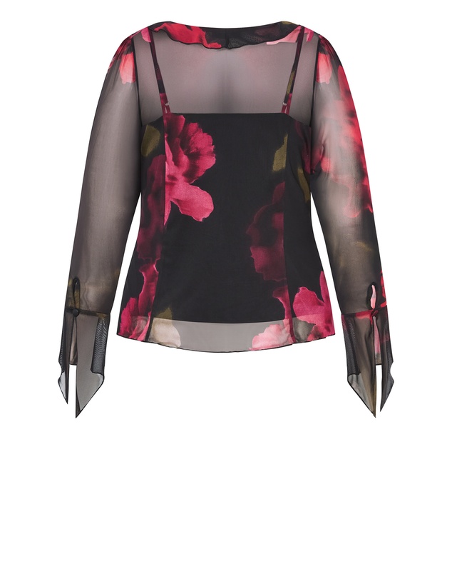 City Chic - Vivid Mesh Print Top