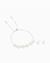 Lovisa - Silver Diamante Vine Toggle Bracelet & Earrings Set