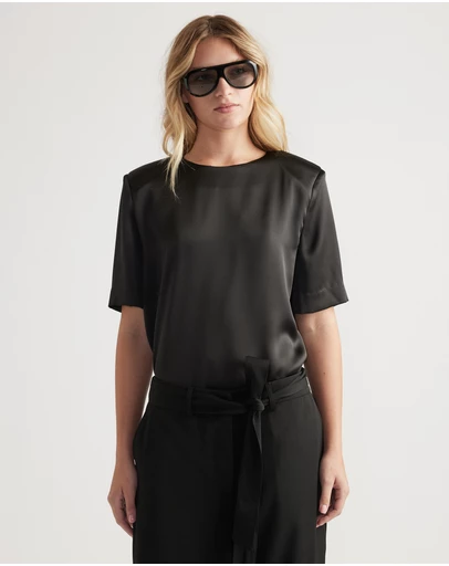 Decjuba - Noah Shoulder Pad Satin Top