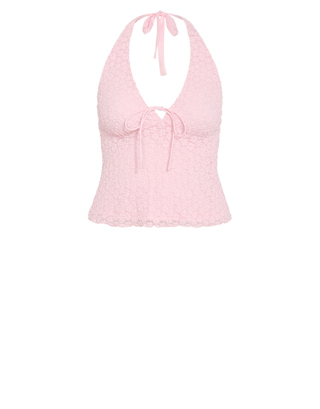 City Chic - Plus size Shiloh Lace Halter Top - heavenly pink
