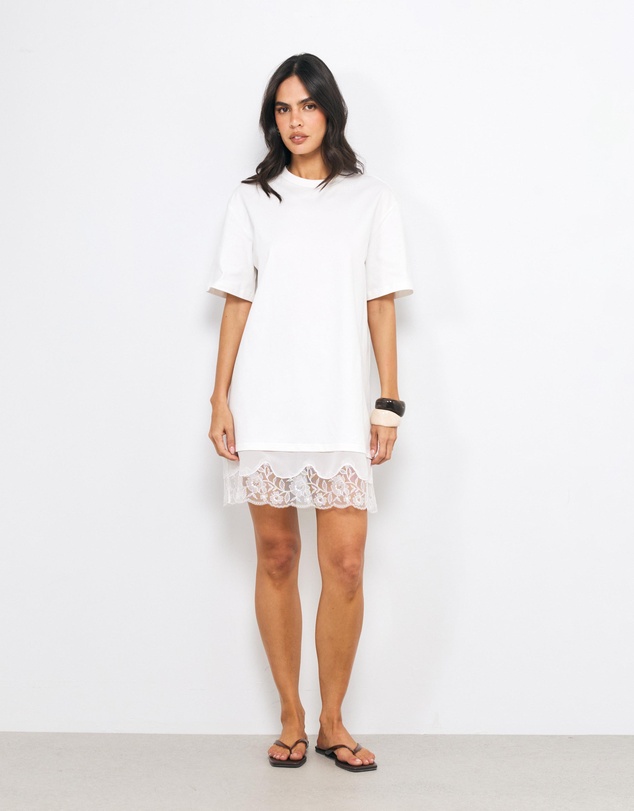 AERE - Aili Lace Trim T-Shirt Dress