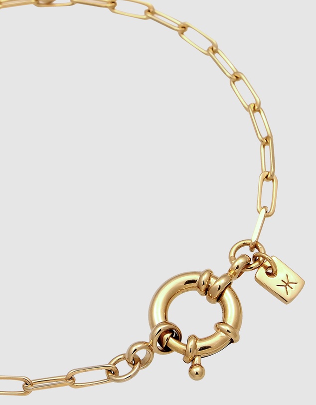 Kuzzoi - ICONIC EXCLUSIVE - Long Link Chain Bracelet with Smiling Charm in Gold-Plated 925 Sterling Silver