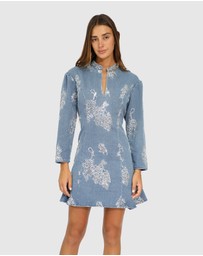 Belle & Bloom - Heart You Denim Beaded Mini Dress