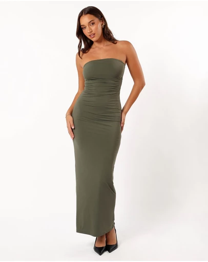 Petal & Pup - Brixley Strapless Maxi Dress - Khaki
