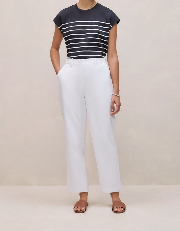 Trenery - Cotton Blend Straight Leg Pant in White