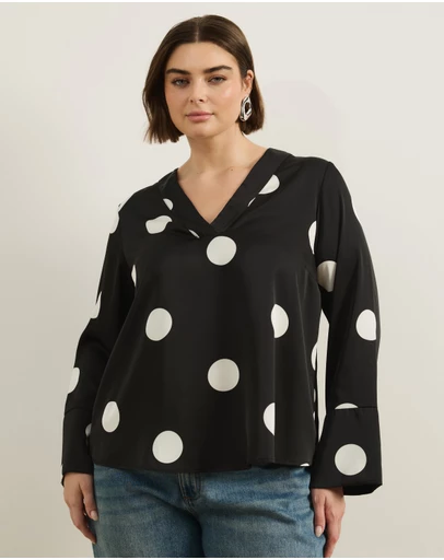 Atmos&Here Curvy - Nara Polka Dot Blouse
