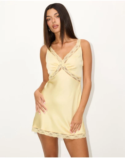 Dazie - Moonlit Lace Satin Mini Dress
