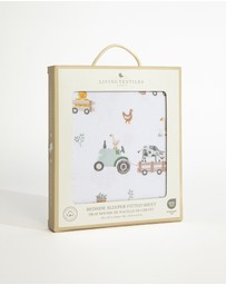 Living Textiles - Organic Bedside Sleeper Fitted Sheet - Tractor Ride