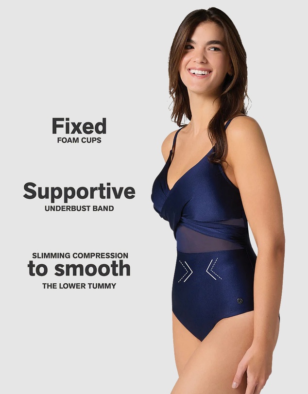 Leonisa - Draped Crossover Padded One-Piece Shaping Swimsuit