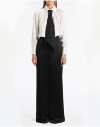 Carla Zampatti - White Jacquard Spot Contrast Scarf Top
