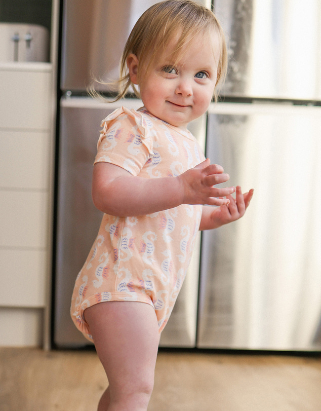 Kynd Baby - Frill Short Sleeve Bodysuit in Seahorse