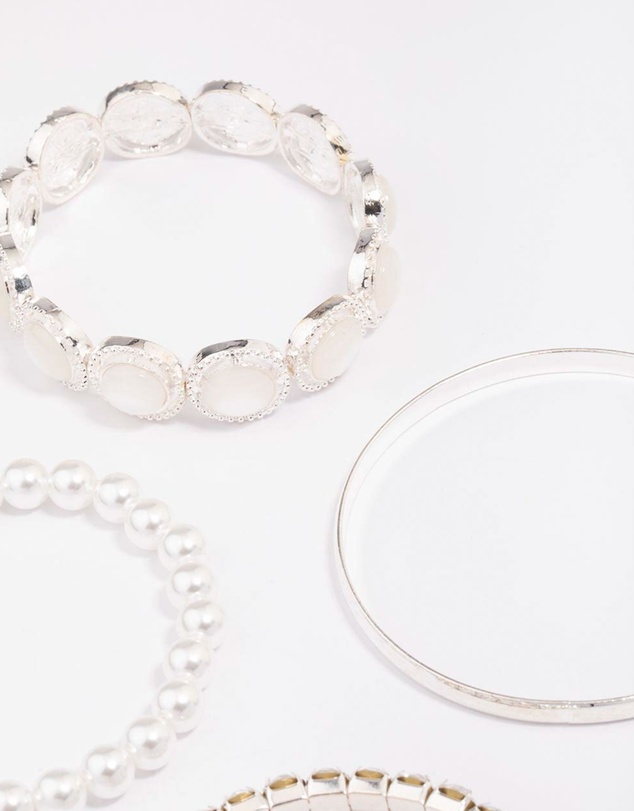 Lovisa - Silver Pearl Stretch Bracelet 5-Pack