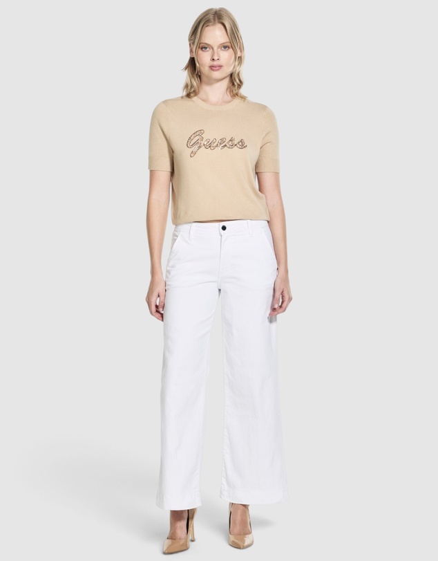 GUESS - Mid-Rise Zoya Wide Leg Crop Jeans