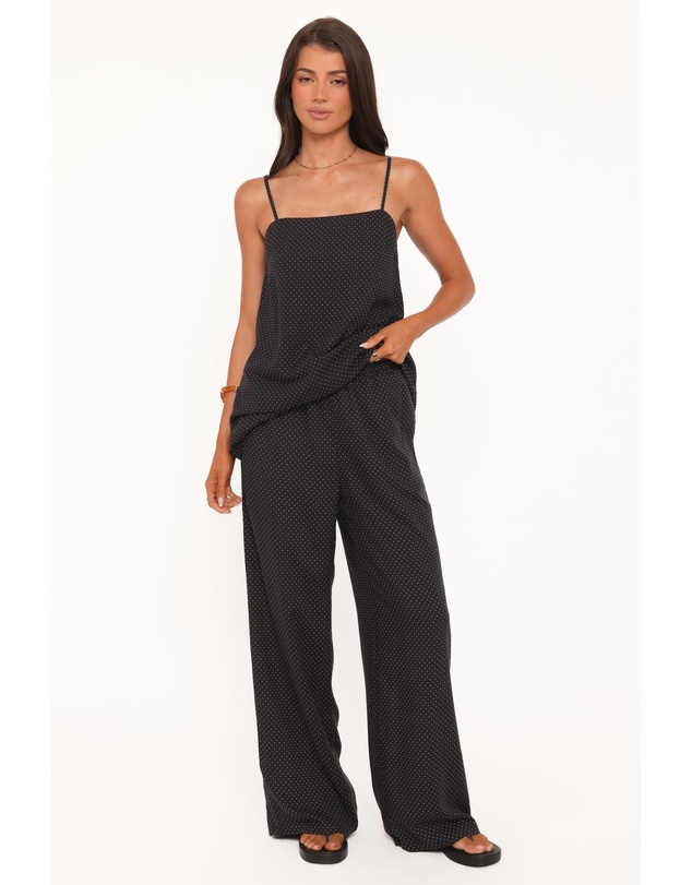 Petal & Pup - Lexi Elastic Waist Pant - Black Polkadot
