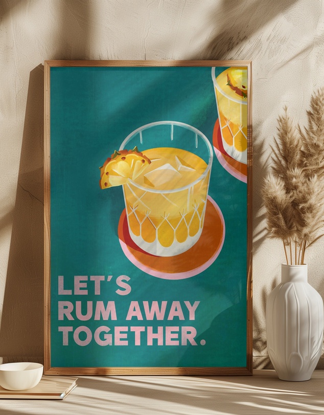 Olive et Oriel - Rum Away Beach Bar Cocktail Art by The Whiskey Ginger Art Print