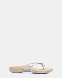 Vionic - Bella Toe Post Sandal - Silver Metallic Croc