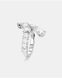 Swarovski - Matrix ring, Mixed cuts, White, Rhodium plated