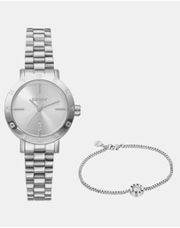DKNY - Essentials Silver 28mm Womens Watch + Silver Bracelet