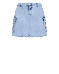 City Chic - Plus size Carla Cargo Denim Skirt - mid wash